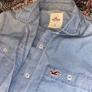Hollister Y2K Long Sleeve Light Blue Button up